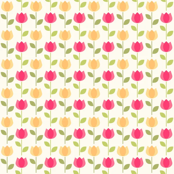 Fondo retro primitivo con lindos tulipanes — Vector de stock