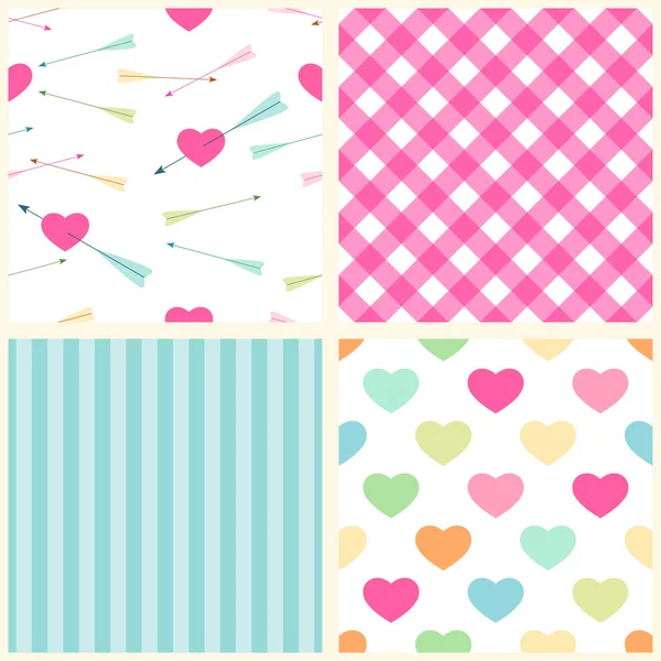 Set of four seamless cute retro patterns — Stock Vector