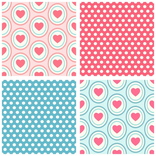 Set of four seamless cute retro patterns — Stock Vector