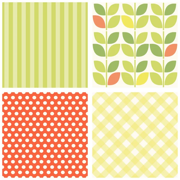 Set of four cute retro seamless backgrounds — Stock Vector