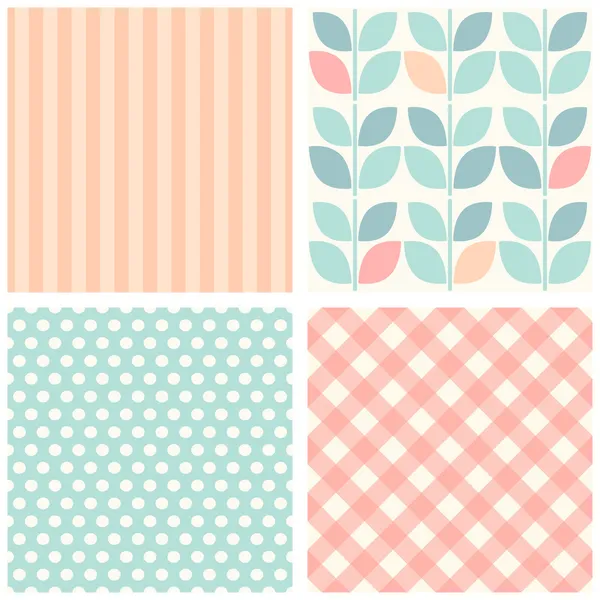 Set of four cute retro seamless backgrounds — Stock Vector