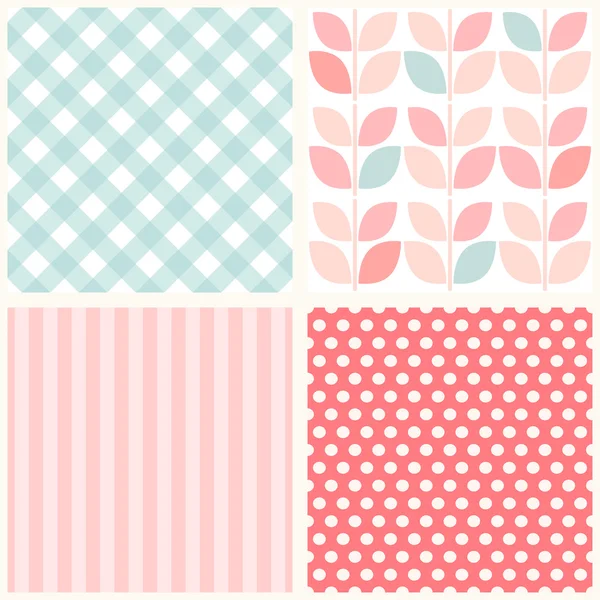 Set of four cute retro seamless backgrounds — Stock Vector