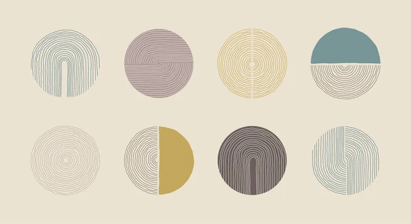 Uppsättning handritade minimalistiska konstnärliga cirkelelement — Stock vektor