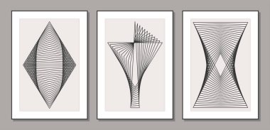 Soyut estetik minimalist sanatsal geometrik kompozisyon seti