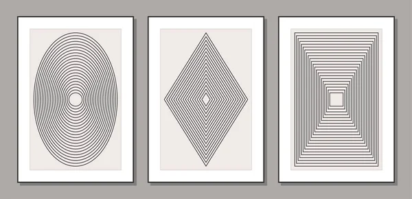 Set van trendy abstracte esthetische minimalistische artistieke geometrische compositie — Stockvector