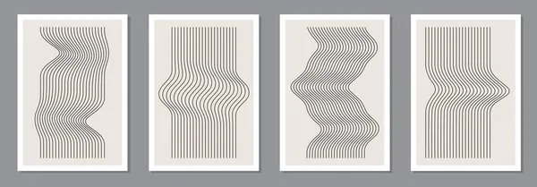 Uppsättning trendiga abstrakta estetiska minimalistiska konstnärliga geometriska sammansättning Royaltyfria Stockvektorer