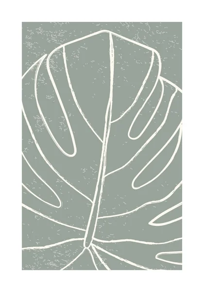 Modne minimalistyczne plakaty kolażu abstrakcyjnego liści botanicznych — Wektor stockowy