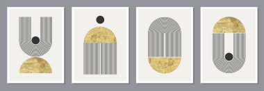 En az 20 'lik geometrik ilkel şekiller dizayn posteri, vektör şablonu