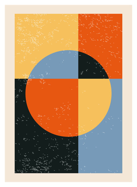 Minimal 20s geometric design poster, vector template with primitive shapes