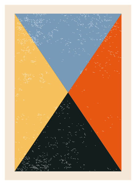 Minimal 20s geometric design poster, vector template with primitive shapes