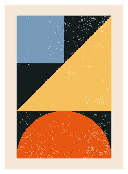 Minimal 20s geometric design poster, vector template with primitive shapes