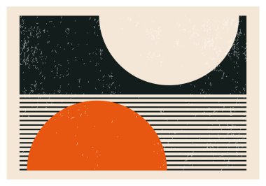 Minimalist 20 'ler geometrik soyut arkaplan tasarımı, vektör ilkel şekiller