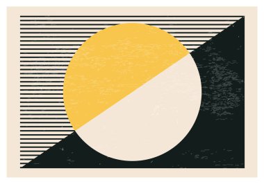Minimalist 20 'ler geometrik soyut arkaplan tasarımı, vektör ilkel şekiller