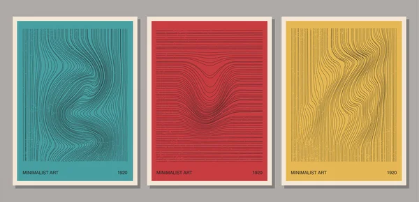 Set de póster de diseño geométrico minimalista de los años 20 con formas primitivas — Archivo Imágenes Vectoriales