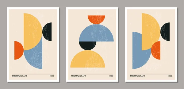 Conjunto de posters de design geométrico mínimo de 20s, modelo de vetor — Vetor de Stock