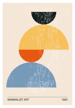 En az 20 'lik geometrik tasarım posteri, ilkel şekilli vektör şablonu