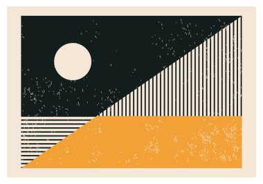 Minimalist 20 'ler geometrik soyut arkaplan tasarımı, vektör ilkel şekiller