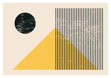 Minimalist 20 'ler geometrik soyut arkaplan tasarımı, vektör ilkel şekiller