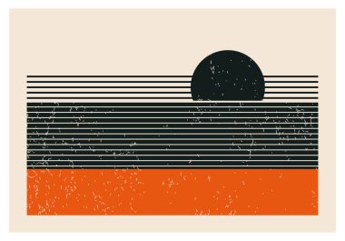 Minimalist 20 'ler geometrik soyut arkaplan tasarımı, vektör ilkel şekiller