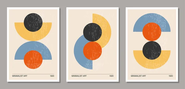 Conjunto de posters de design geométrico mínimo de 20s, modelo de vetor — Vetor de Stock