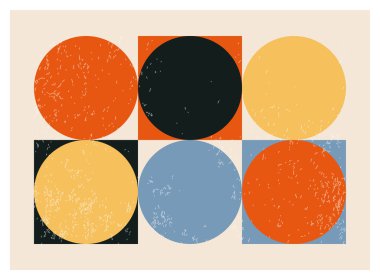 Minimalist 20 'ler geometrik soyut arkaplan tasarımı, vektör ilkel şekiller