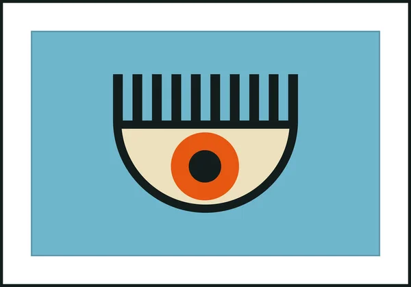 Minimalistische 20er Jahre geometrisches Designposter mit menschlichem Auge, Vektorschablone — Stockvektor