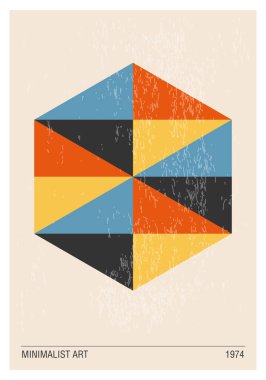 En az 20 'lik geometrik tasarım posteri, ilkel şekilli vektör şablonu