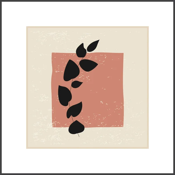 Мінімалістичний плакат з ботанічною гілкою і листям абстрактного колажу — стоковий вектор