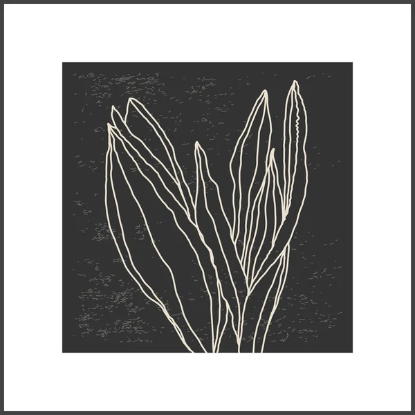 Composiciones minimalistas de arte de línea botánica con hojas collage abstracto — Archivo Imágenes Vectoriales