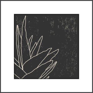 Yapraklar soyut kolaj ile minimalist botanik çizgisi