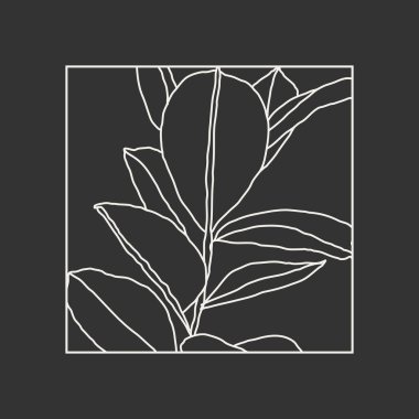 Yapraklar soyut kolaj ile minimalist botanik çizgisi