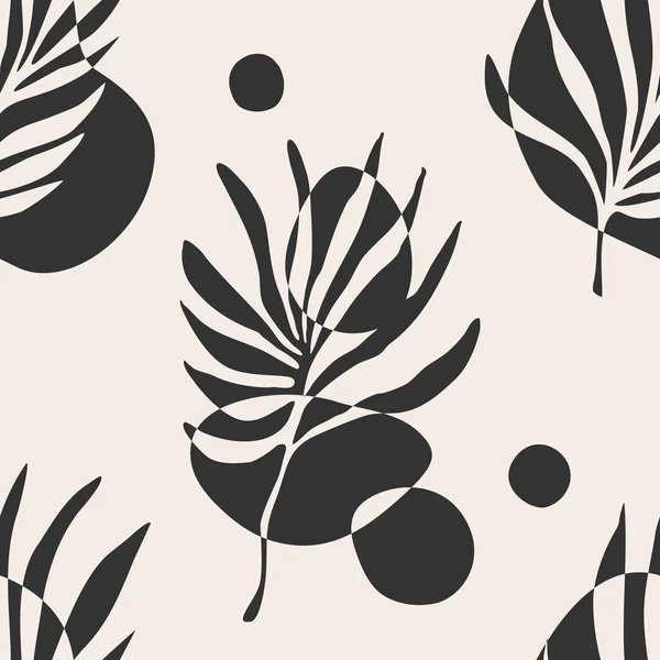 Trendiges minimalistisches nahtloses botanisches Muster mit Linienkunst-Komposition — Stockvektor