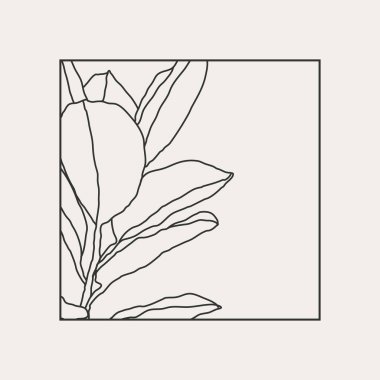Yapraklar soyut kolaj ile minimalist botanik çizgisi