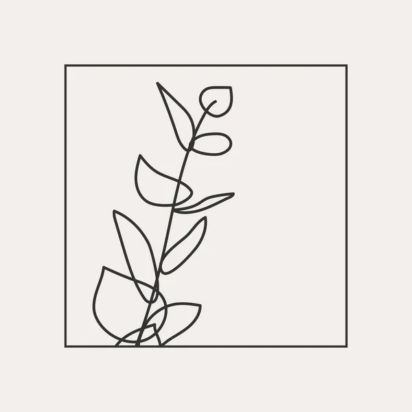 Affiche minimaliste avec branche botanique et feuilles collage abstrait — Image vectorielle