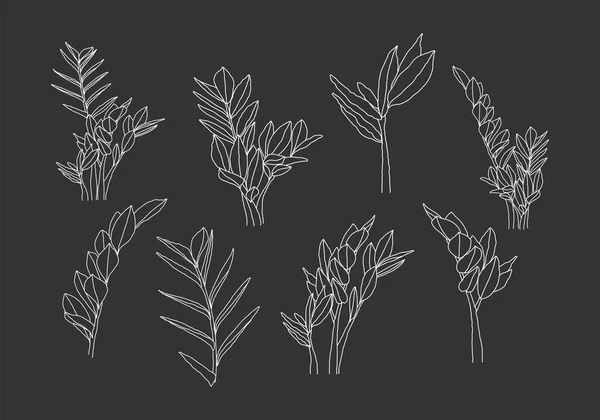 Minimalistische botanische tak met bladelementen voor abstracte collage — Stockvector