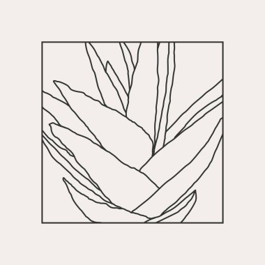 Yapraklar soyut kolaj ile minimalist botanik çizgisi