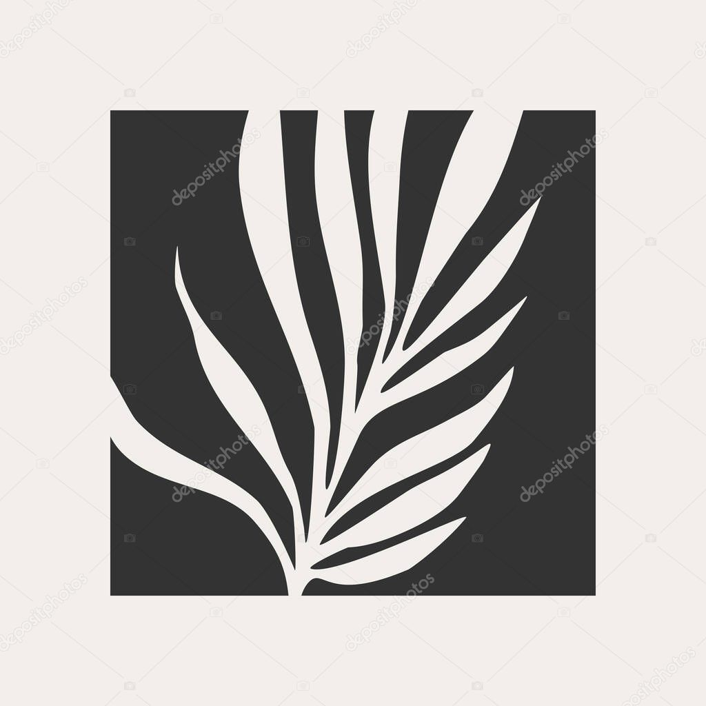 Minimalist botanical plant logo with leaves abstract collage ideal for logotype, card, tag design