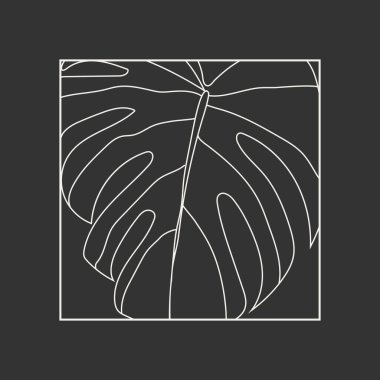 Yapraklar soyut kolaj ile minimalist botanik çizgisi
