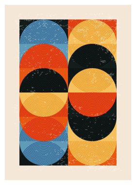 En az 20 'lik geometrik tasarım posteri, ilkel şekilli vektör şablonu