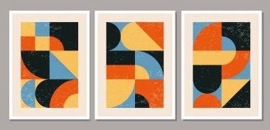 En az 20 'lik geometrik tasarım poster seti, vektör şablonu ilkel şekiller