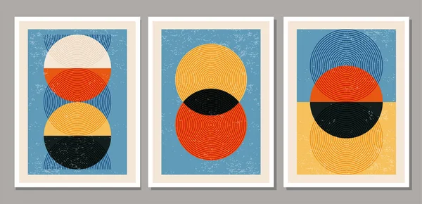 Set de póster de diseño geométrico minimalista de los años 20, plantilla vectorial formas primitivas — Archivo Imágenes Vectoriales