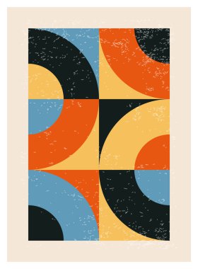 En az 20 'lik geometrik tasarım posteri, ilkel şekilli vektör şablonu