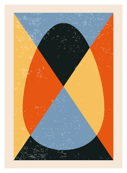 Minimal 20s geometric design poster, vector template with primitive shapes
