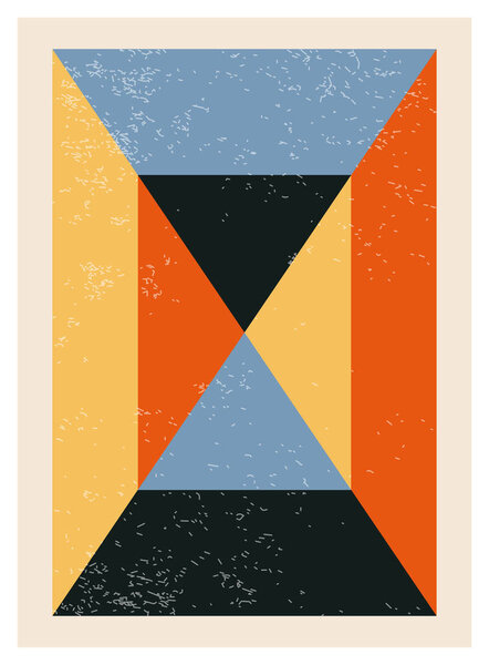 Minimal 20s geometric design poster, vector template with primitive shapes