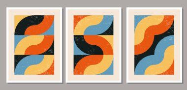 En az 20 'lik geometrik tasarım poster seti, vektör şablonu ilkel şekiller