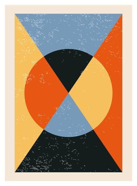 Minimal 20s geometric design poster, vector template with primitive shapes