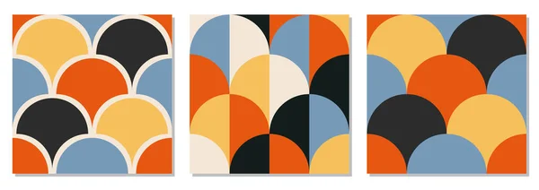 Uppsättning trendiga minimalistiska sömlösa mönster med abstrakt geometrisk sammansättning — Stock vektor