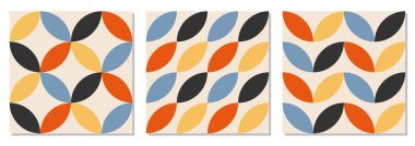 Soyut yaratıcı geometrik kompozisyona sahip minimalist, pürüzsüz desen dizisi