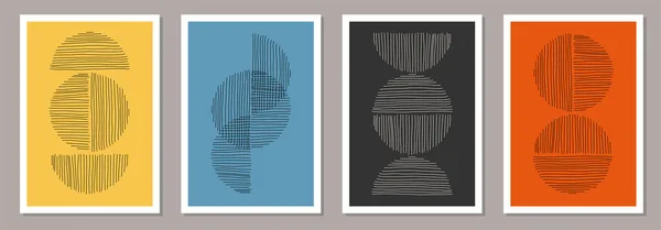 Trendige Reihe abstrakter, kreativer minimalistischer, handskizzierter Kompositionen — Stockvektor