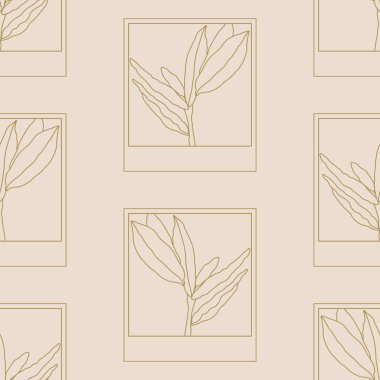 Çizgi sanatı kompozisyonu ile son moda minimalist kusursuz botanik desen